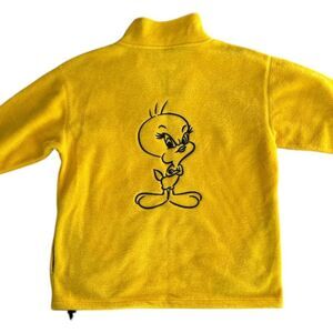 Vintage 1999 Tweety Bird Fleece 1/4 Zip Pullover Warner Bros Looney Tunes Large